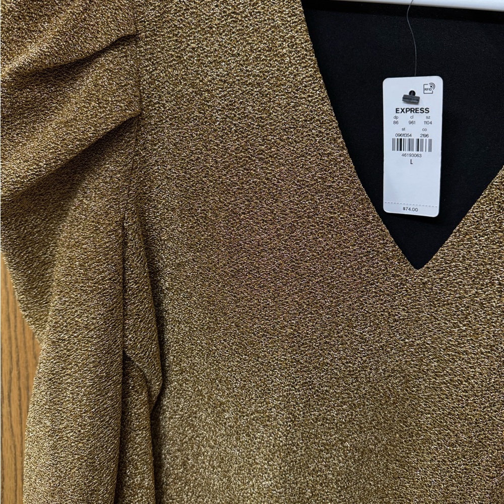 Express Gold V-Neck Top NWT